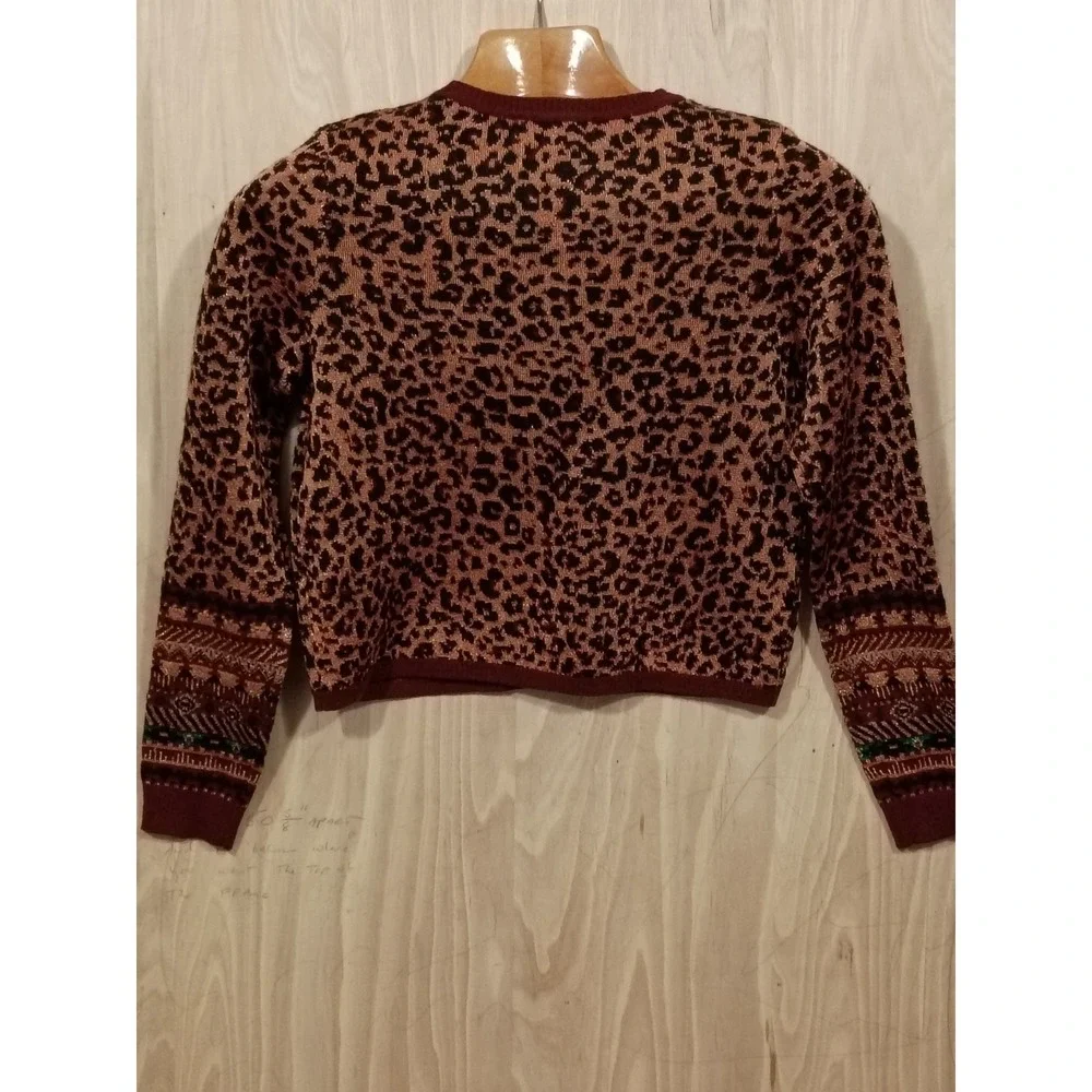 Zara Girls Animal Print Knit Sweater Size Small Long Sleeve with Sparkly Thread. - Picture 4 of 5